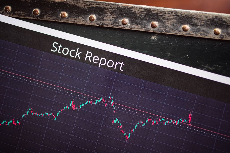 Detailed view of a stock report displaying a market performance graph with data trends.